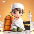 3d boy cartoon Hajj Muslims ai generator