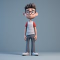 James: A Quirky Cartoonish Anime Boy With Glasses - Minimalist 3d Character Design