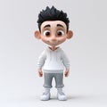 3d Render Cartoon Boy In White And Black T-shirt