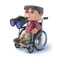 3d Boy in wheelchair with binoculars