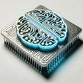 3D brain chip icon with glowing lines, clean tech style Royalty Free Stock Photo