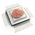 3D Brain Chip icon isolated on white background