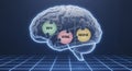 3D Brain Illustration Highlighting Math, Verbal, and Creative Sections Royalty Free Stock Photo