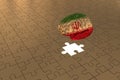 Gold Puzzle plane for Iran Flag to Brain