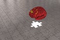 Silver Puzzle plane for China Flag to Brain