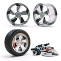 3d brakes, shock absorber and wheel