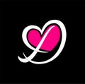 D brand name with pink heart icon Royalty Free Stock Photo