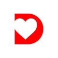 D brand name with red heart icon Royalty Free Stock Photo