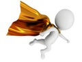 3d brave superhero with gold cloak flying above