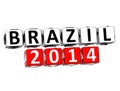 3D Brazil 2014 Button Click Here Block Text Royalty Free Stock Photo