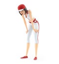 3d breathless baseball girl after running