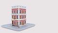 3d brick toy house with windows Royalty Free Stock Photo