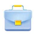 3D briefcase icon, vector business bag illustration, portfolio work suitcase isolated on white.