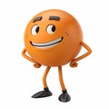 3D A bright orange emoticon with a confident smirk Royalty Free Stock Photo