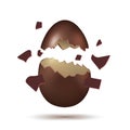 3D Broken Dark Chocolate Egg With Shadow Royalty Free Stock Photo