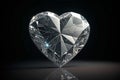 3D Broken Diamond Crystal Heart Ã¢â¬' Shattered Elegance on Black Background Royalty Free Stock Photo
