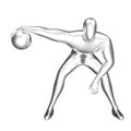 3d silver basketball player figure doing dribble