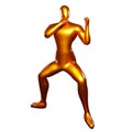 3d bronze stickman doing karate stance moves