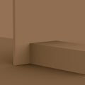 3d brown cube and box podium minimal scene studio background.