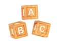 3d brown wooden cube toy, alphabet block for kid or abc baby game for preschool years