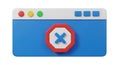 3D Browser Window with Error Symbol Royalty Free Stock Photo