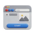 3D Browser Window Interface with Search Bar and Start Button on White Background internet Royalty Free Stock Photo