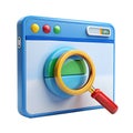 3 D browser window with magnifying glass and globe isolated on a transparent background search Royalty Free Stock Photo