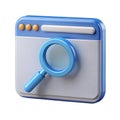 3D Browser Window with Magnifying Glass Icon Royalty Free Stock Photo