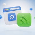 3d browser window and rss feed icon floating in a digital space Royalty Free Stock Photo