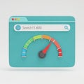 3D Browser Window with Speedometer and Search Bar internet online Royalty Free Stock Photo
