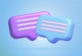 3D Bubble Speech Notification illustration. SMS Chat text notification for new messages, announcement alert from social