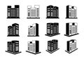 3D buildings and company icons vector set, Black  Isolated office collection on white background Royalty Free Stock Photo