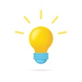 3d bulb. 3d lamp idea. Lightbulb icon with light. Concept of business, energy and think. Symbol of creative and innovation Royalty Free Stock Photo