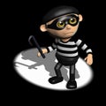 3d Burglar in the spotlight Royalty Free Stock Photo