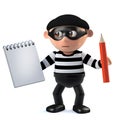 3d Burglar takes notes