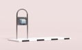 3d bus stop isolated on pink background. public transportation concept, 3d illustration render Royalty Free Stock Photo