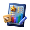 3d business analytics dashboard with star rating isolated on transparent background Royalty Free Stock Photo