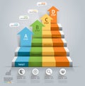 3d business arrow step staircase infographics.