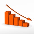 3D business decline graph. Vector Royalty Free Stock Photo