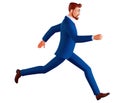 3d Business man running fast. Late business person rushing in a hurry to get on time. 3d rendering character Royalty Free Stock Photo