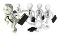 3d business people and cartoon dollar character. Competition in business Royalty Free Stock Photo