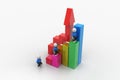 3d business people climbing on bar graph Royalty Free Stock Photo