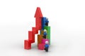 3d business people climbing on bar graph Royalty Free Stock Photo