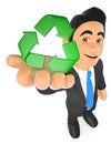 3D Businessman with recycling symbol