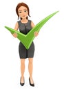 3D Businesswoman with a huge green tick