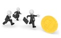 3d business people. Pursuit pursuit of a gold coin