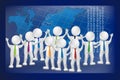 3D business people with a world globe map vector Royalty Free Stock Photo