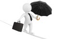 3d business person balanced with a briefcase and a umbrella Royalty Free Stock Photo