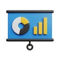 3D Business Presentation Screen with Pie Chart and Bar Graph image photo Royalty Free Stock Photo