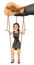 3D Business woman being handled like marionette by her boss Royalty Free Stock Photo